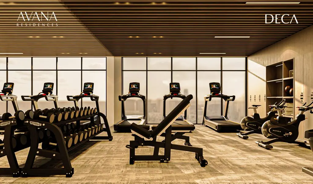 Fully equipped gym at Avana Residences